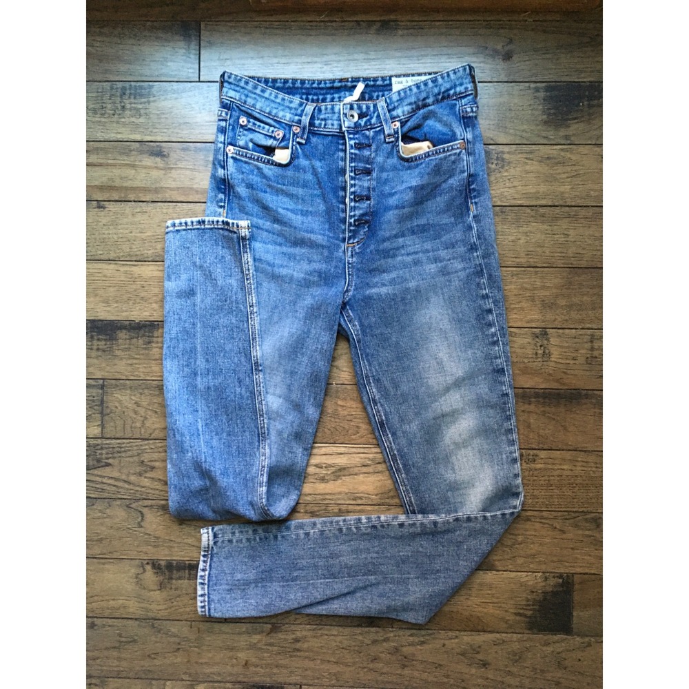 Rag & Bone Nina High Rise Skinny Jeans Farrow Blue Button Fly Womens 26